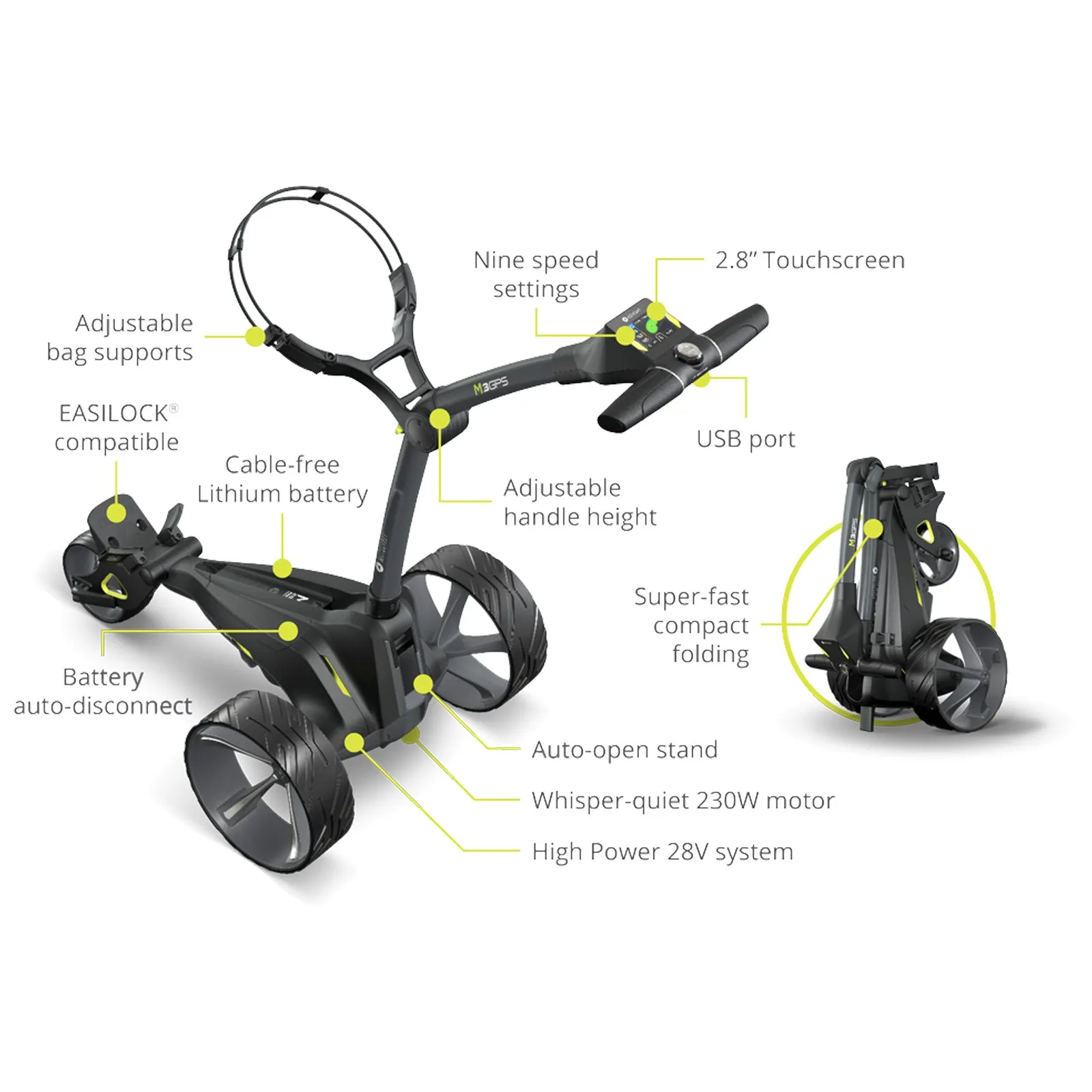 2024 Motocaddy M3 GPS Electric Golf Trolley