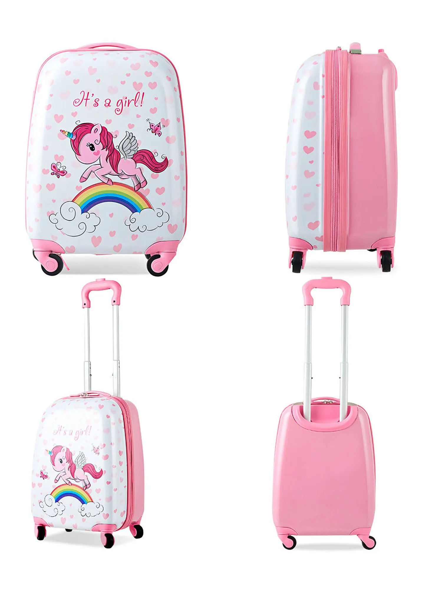 2PC Kids Carry-on Luggage Set 12'' Backpack & 16'' Rolling Suitcase