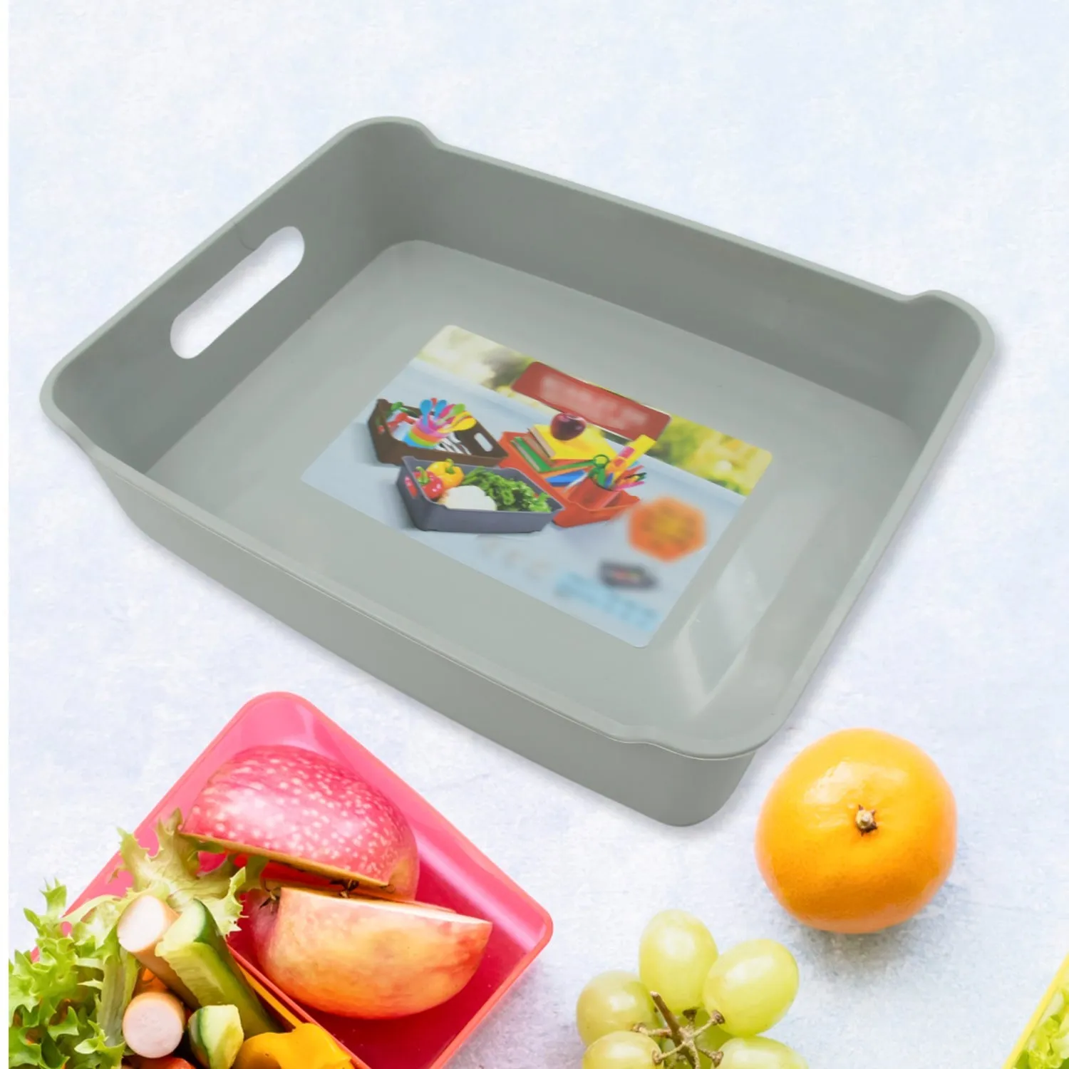 3645 Multipurpose Organising & Storage Plastic Tray,  Fruit & Vegetable/ Multi Purpose Tray, Organizer for Kitchen, Countertop, Cabinet, Bathroom Plastic Storage Basket For Store Fruits, Vegetables, Magazines, Cosmetics, Stationary Set of 3