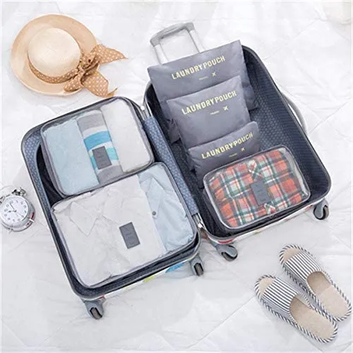 6PCS Packing Cubes for Travel Luggage Organiser Bag-Grey