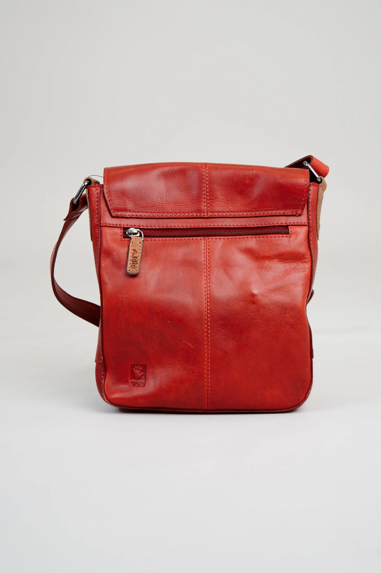 Adrian Klis 1021 Purse, Red/Tan, Leather