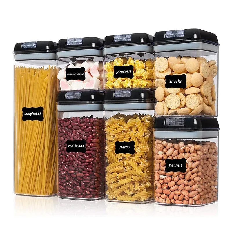 Air-Tight Food Storage Container 7pcs For Cereals Easy Lock Sealed Jar Plastic Transparent Milk Powder Grains Candy Kitchen Organizer