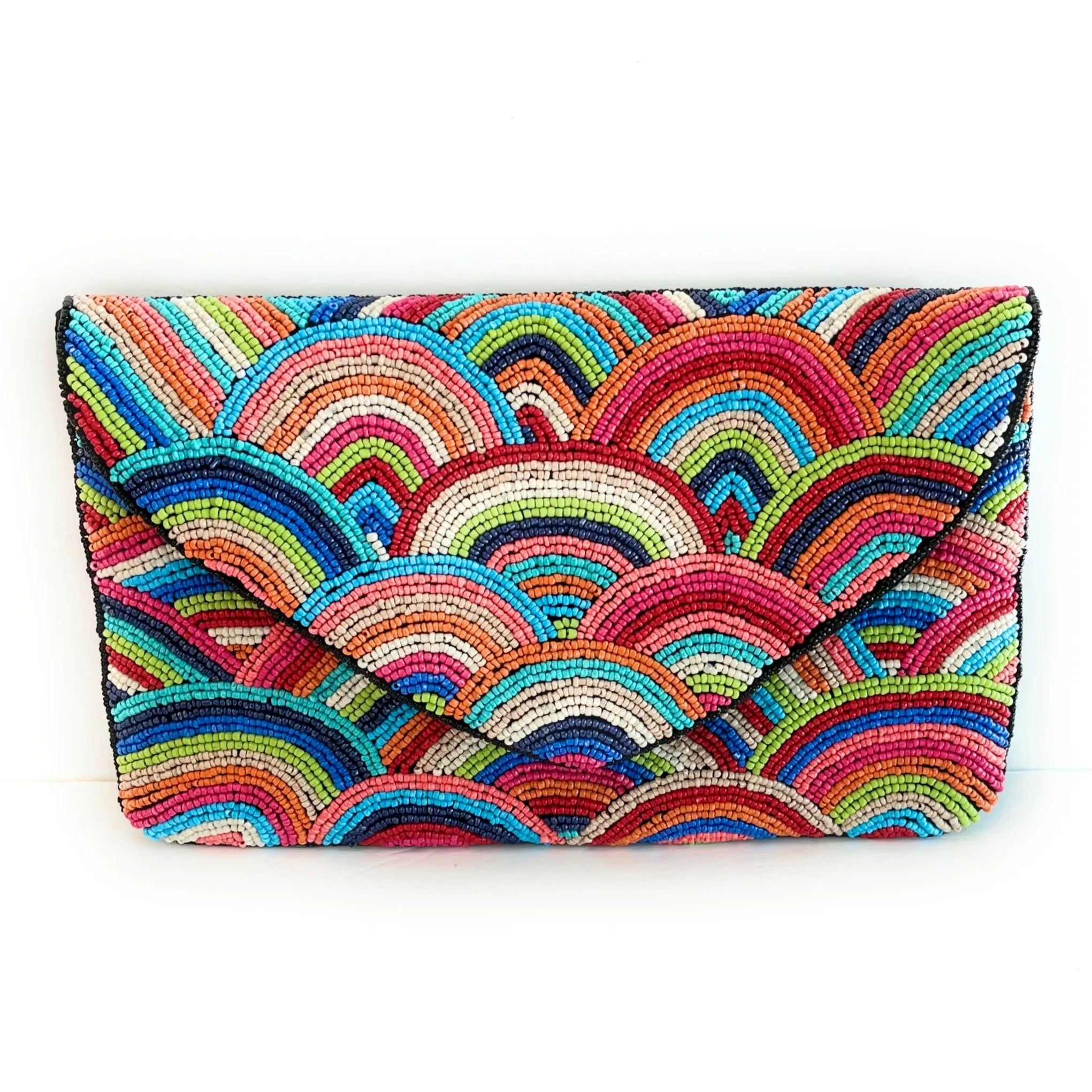 Amber Multicolored Beaded Clutch Purse