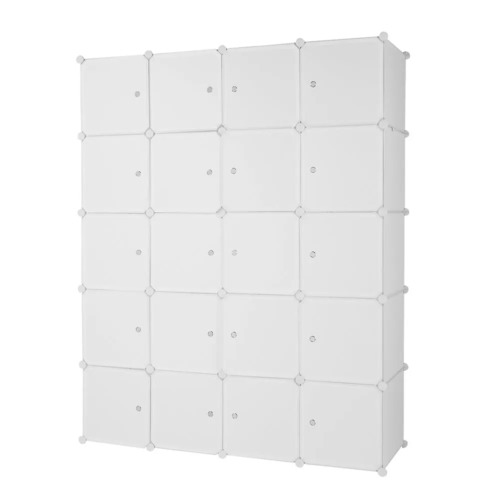 AMYOVE 5-layers 20-grids Modular Closet Cabinet Storage  Shelves Cube Organizer White