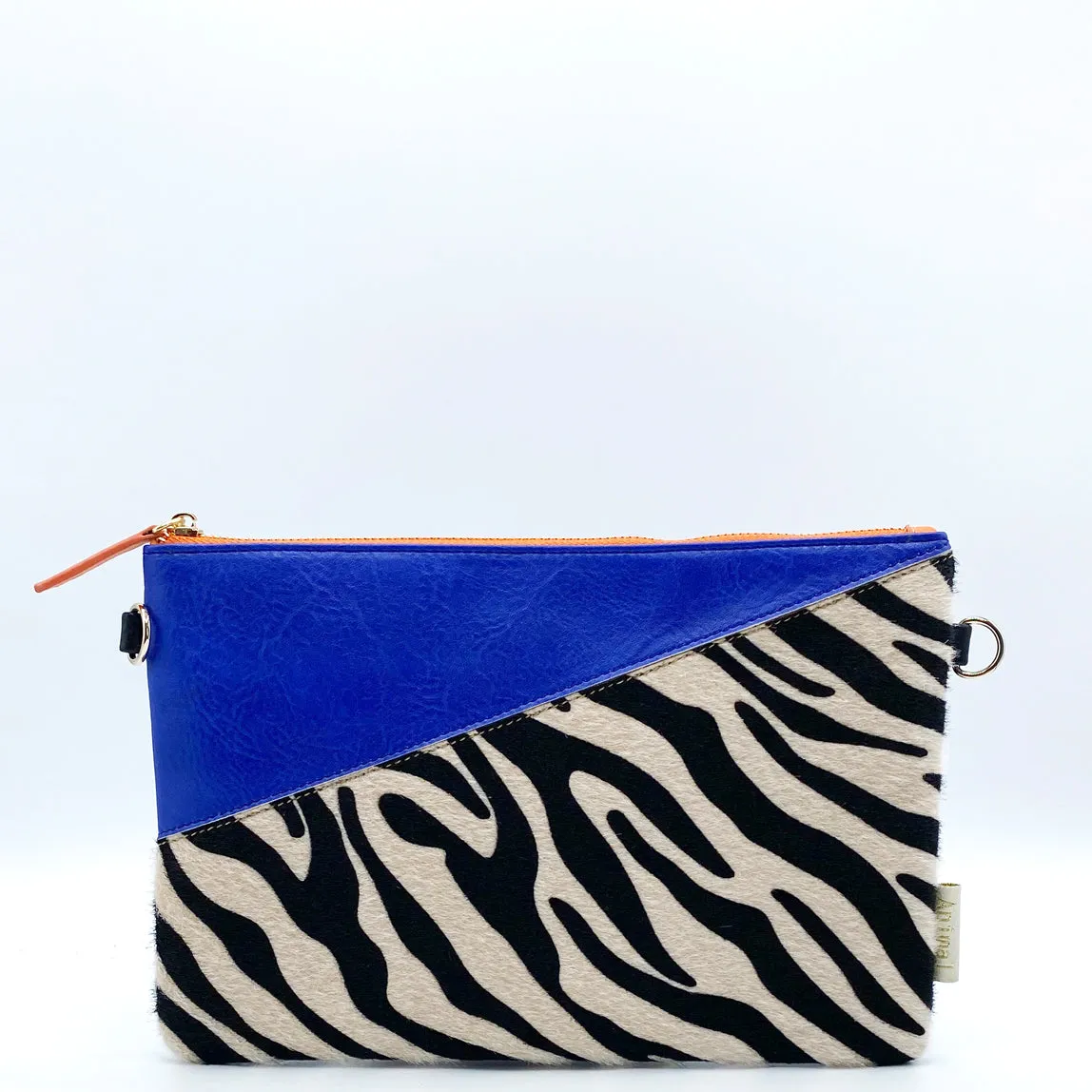 Animal Zebra Print Blue Clutch Bag