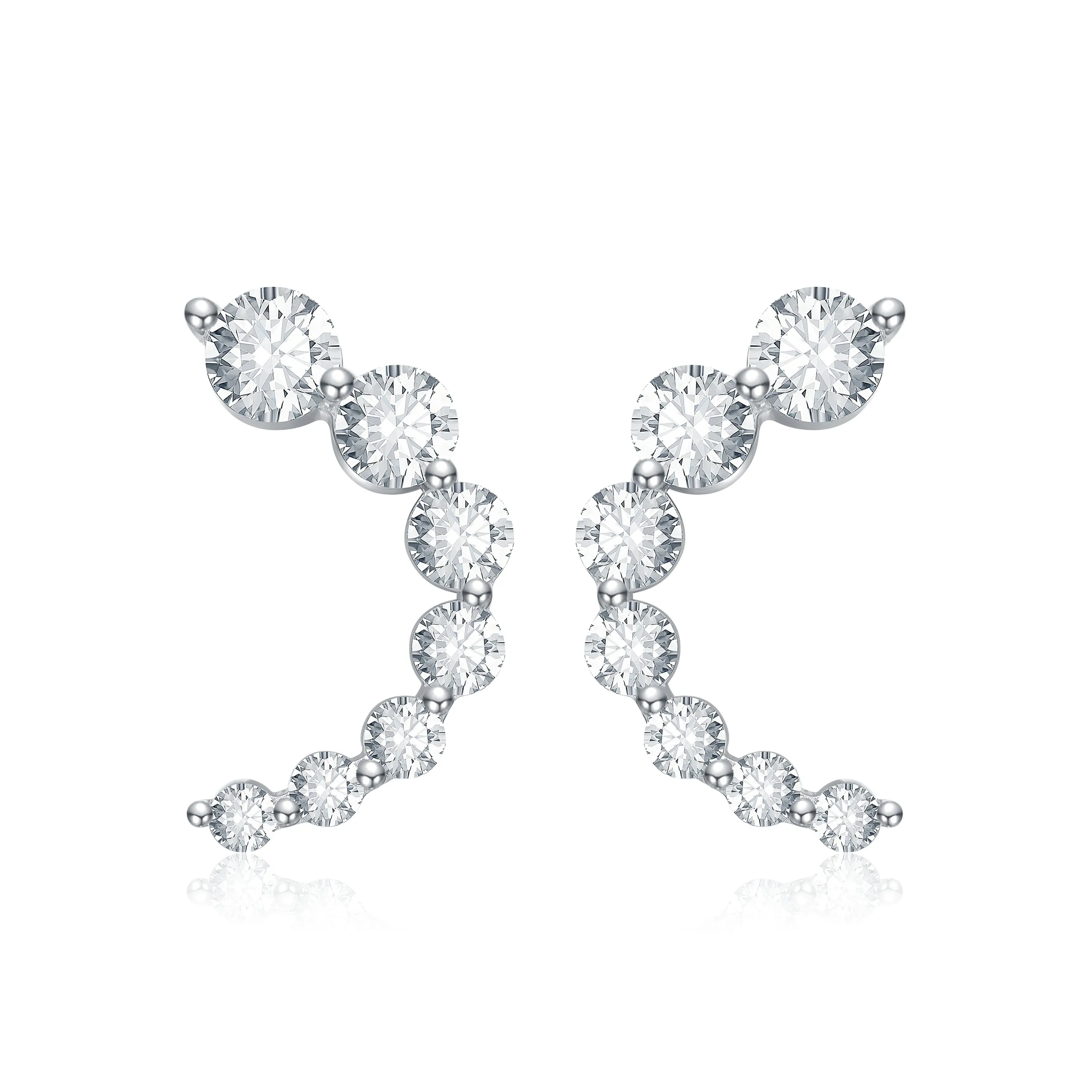 Anne Lab Created Moissanite Snow Half-Hoop Earrings