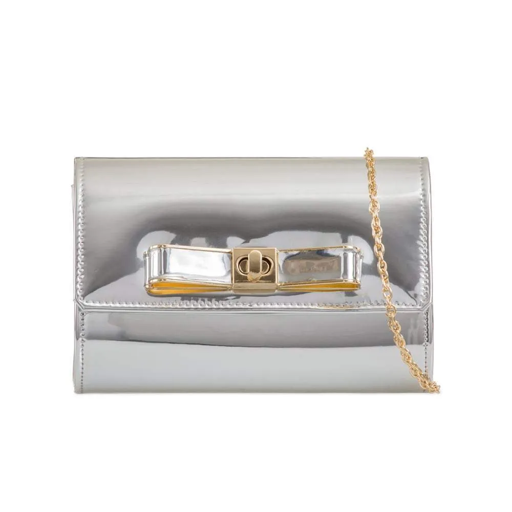 Arlene Ladies Bow Metallic Evening Clutch Bag