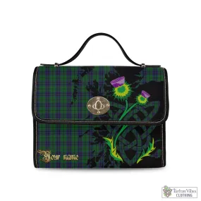 Austin Tartan Waterproof Canvas Bag with Scotland Map and Thistle Celtic Accents