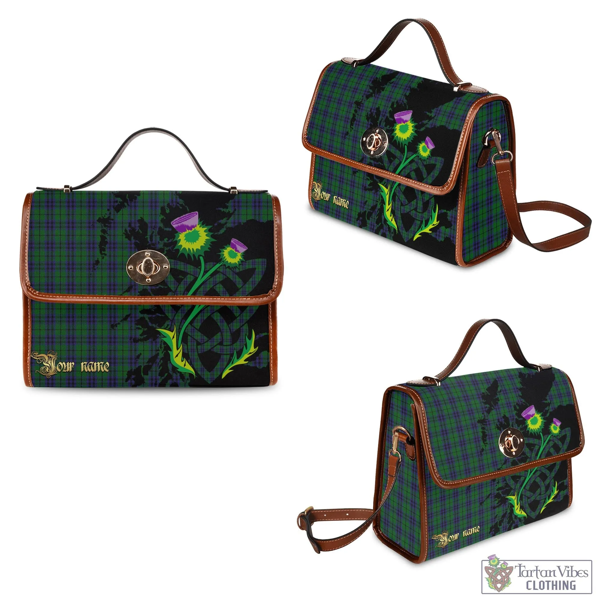 Austin Tartan Waterproof Canvas Bag with Scotland Map and Thistle Celtic Accents