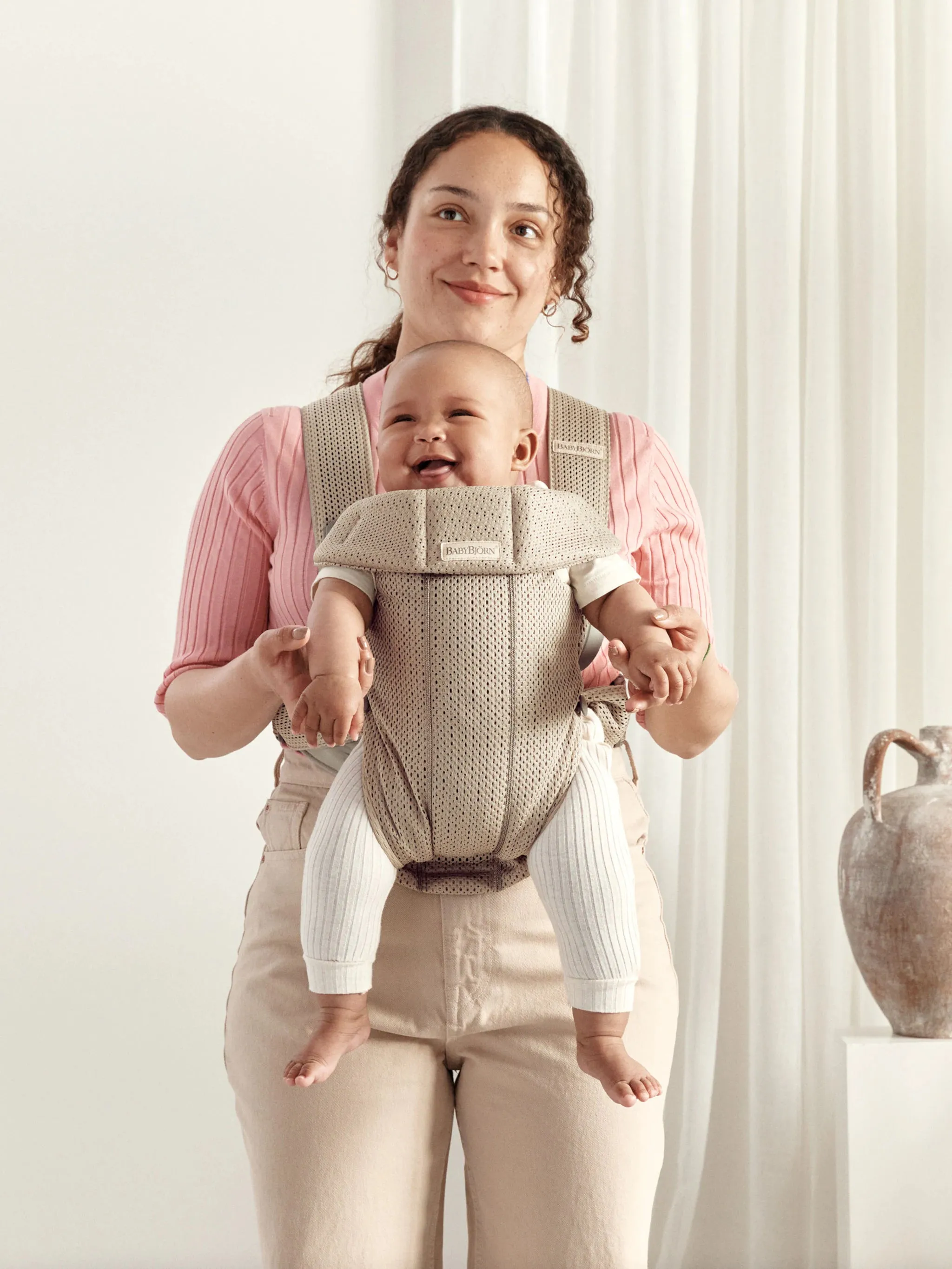 BabyBjorn Draagzak Mini 3D Mesh Grijs Beige