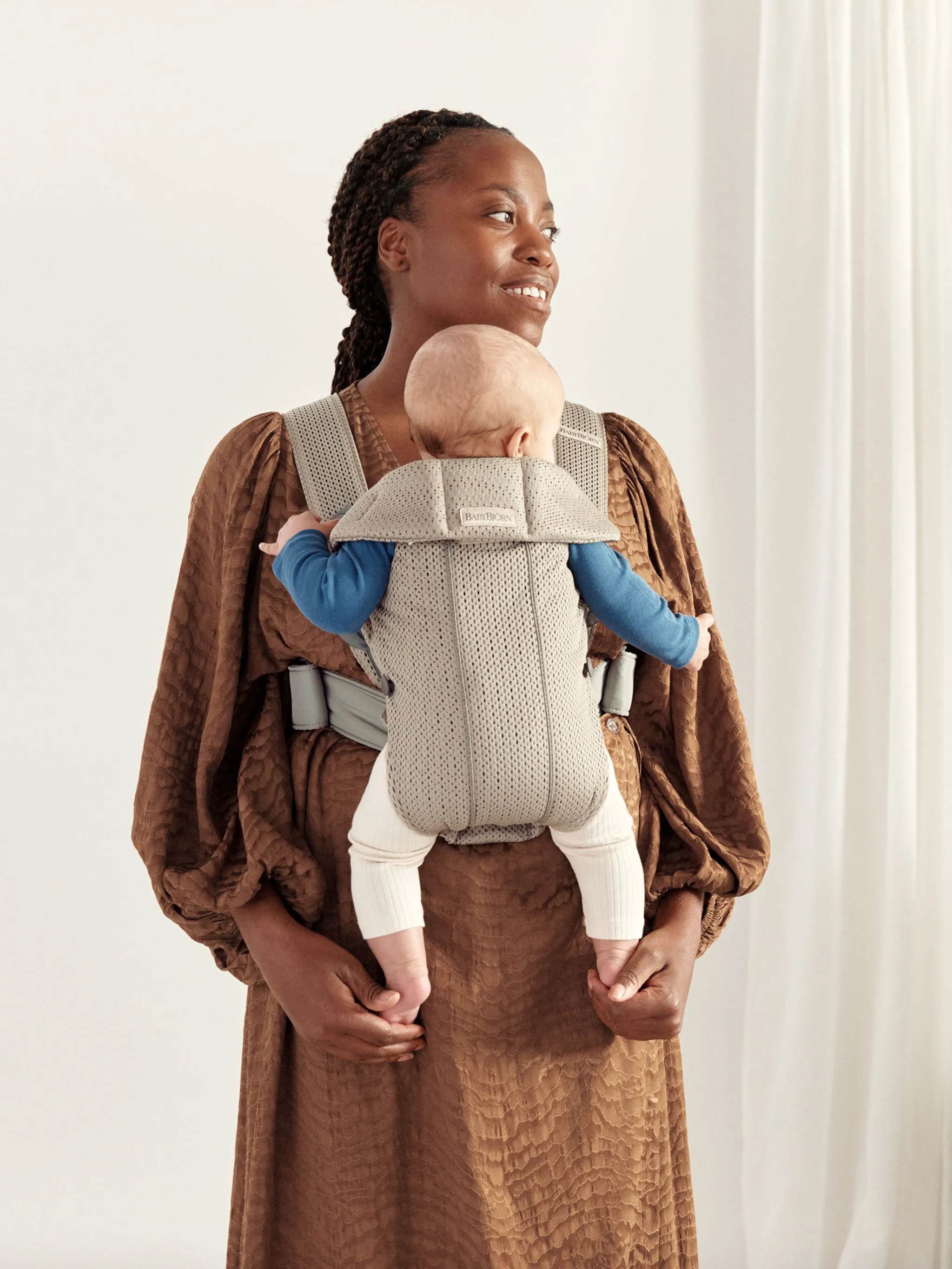 BabyBjorn Draagzak Mini 3D Mesh Grijs Beige