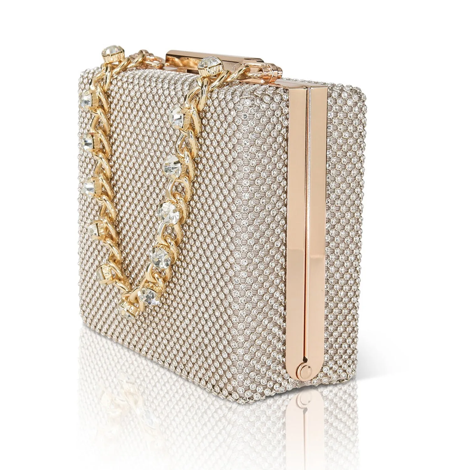 Badgley Mischka Women's Katie Crystal Mini Box Clutch in Gold