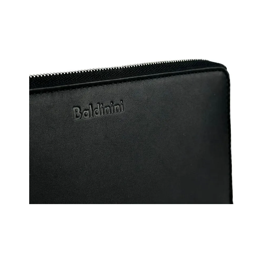 Baldinini Trend Elegant Black Leather Travel Organizer