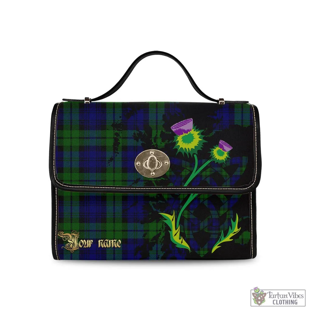 Bannatyne Tartan Waterproof Canvas Bag with Scotland Map and Thistle Celtic Accents