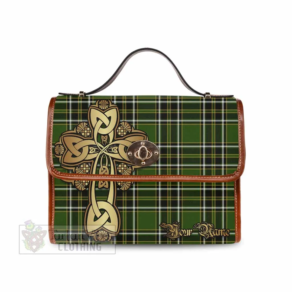 Birmingham Tartan Waterproof Canvas Bag Golden Thistle Celtic Cross Style