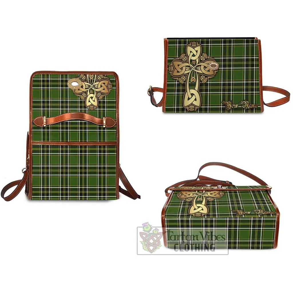 Birmingham Tartan Waterproof Canvas Bag Golden Thistle Celtic Cross Style