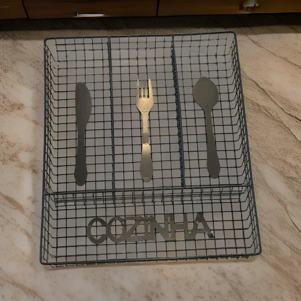 Black Metal Mesh Cutlery Tray Organizer