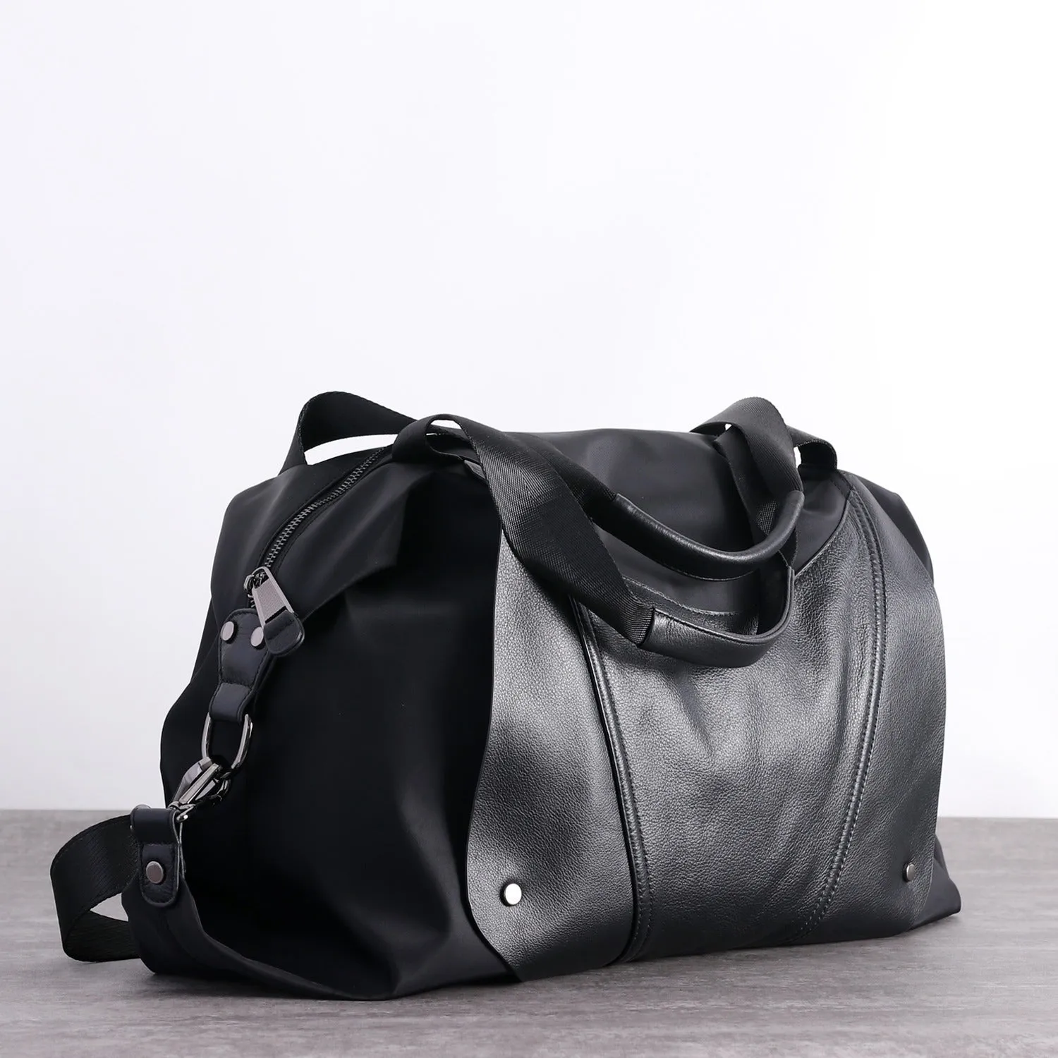 Black Nylon Duffle Bag for Women Black Nylon Crossbody Bag Womens Nylon Travel Bag