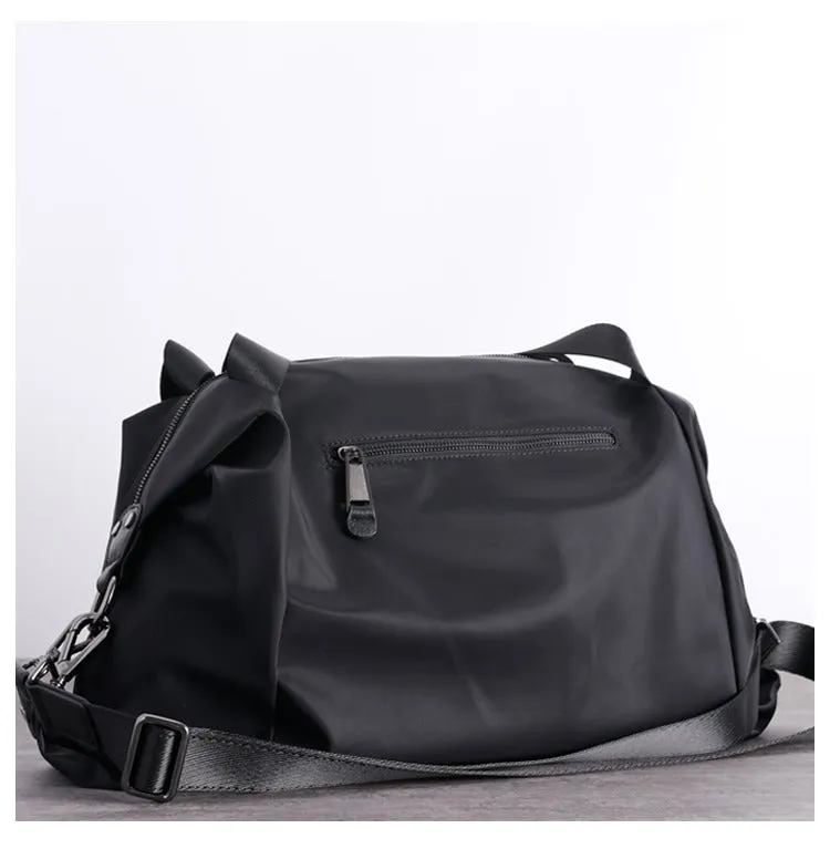 Black Nylon Duffle Bag for Women Black Nylon Crossbody Bag Womens Nylon Travel Bag