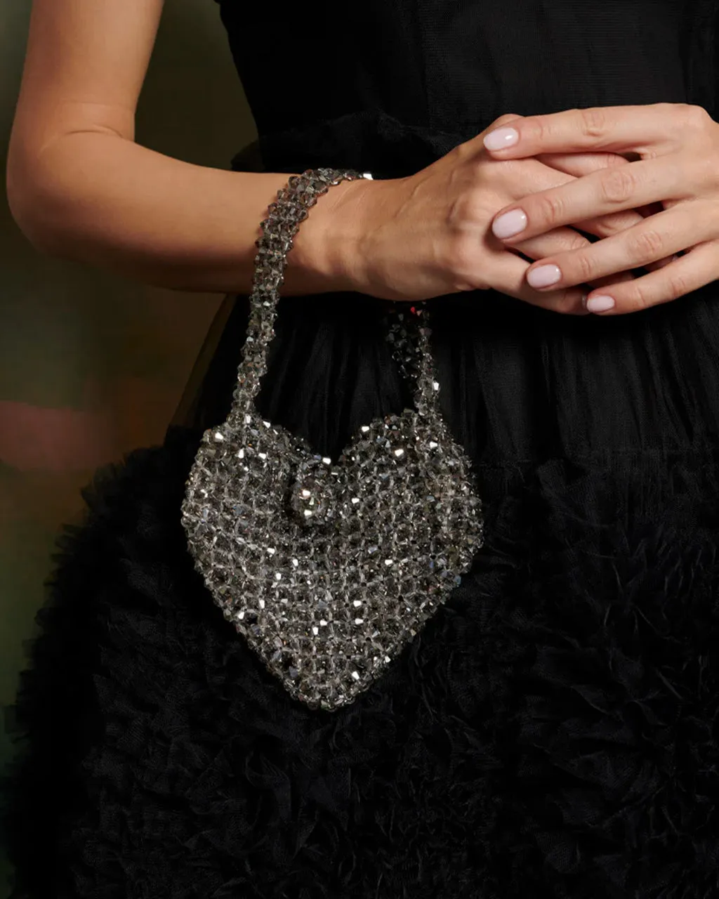 Black Swan Beaded Bag - Still Silver