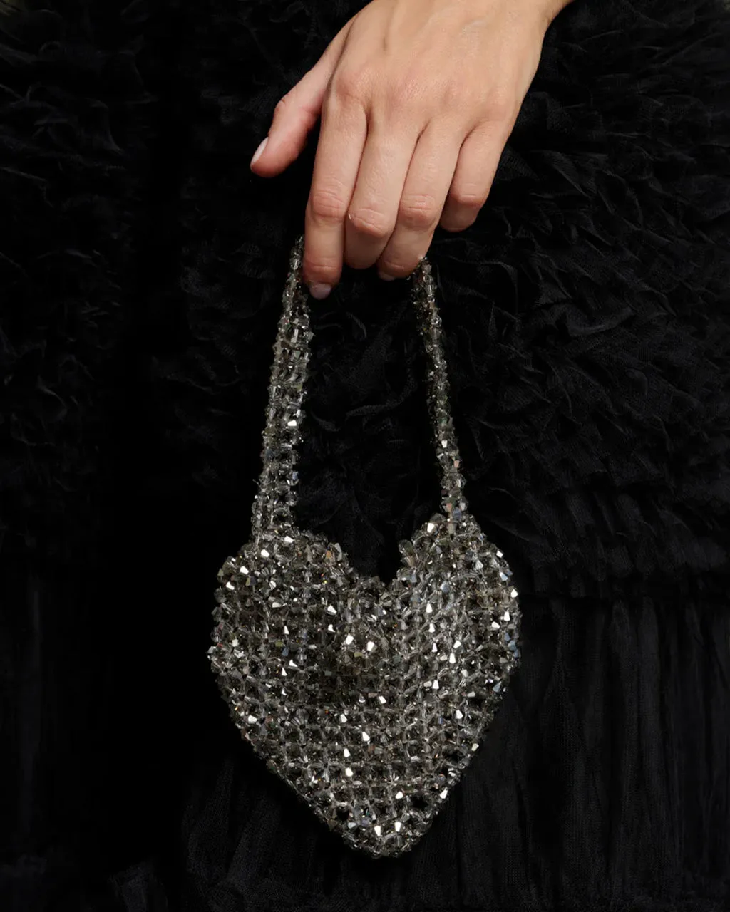 Black Swan Beaded Bag - Still Silver