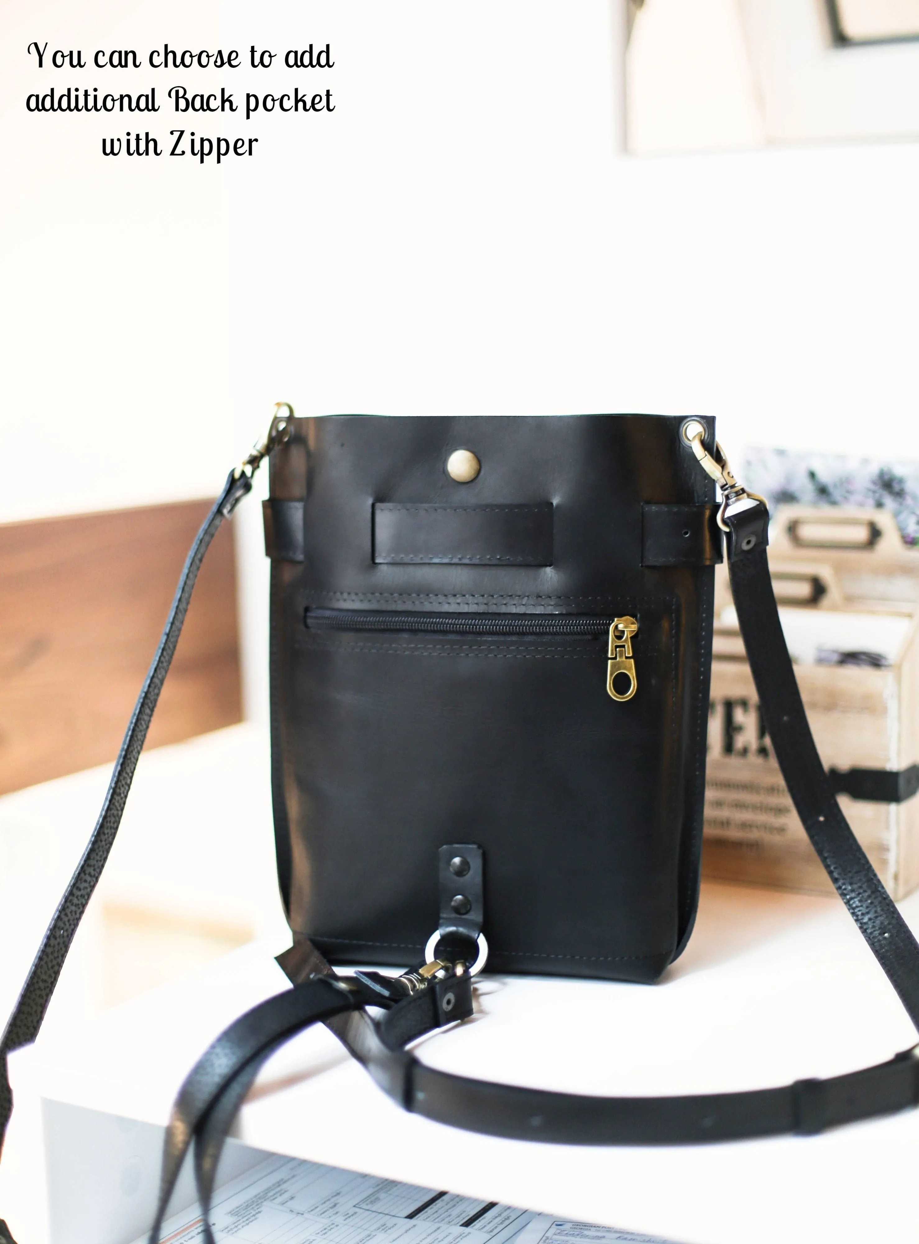 Black w/Brown Leather Bag