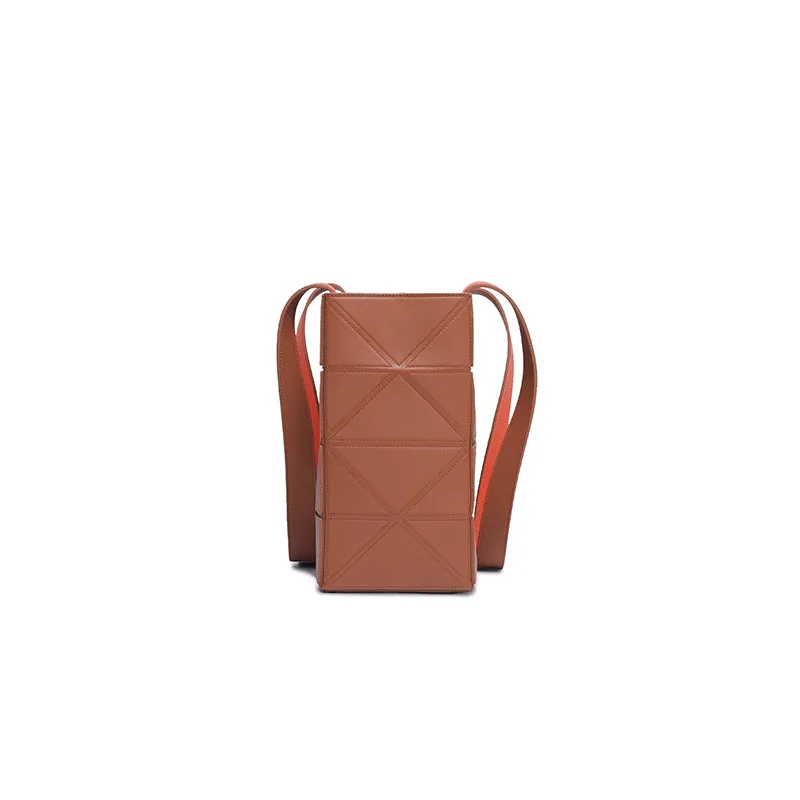 Block Medium Foldable Tote Bag - Brown