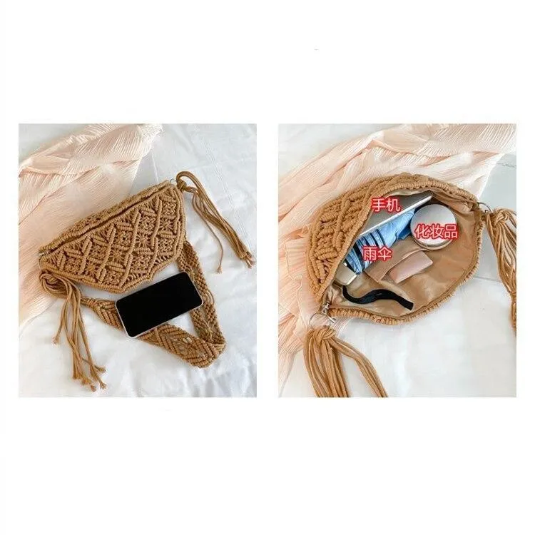 Bohemian Style Female Crochet Cotton Waist Pack