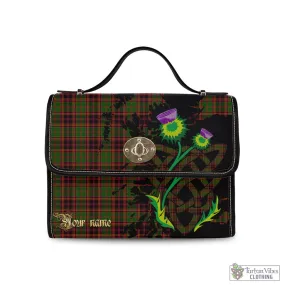 Buchan Tartan Waterproof Canvas Bag with Scotland Map and Thistle Celtic Accents