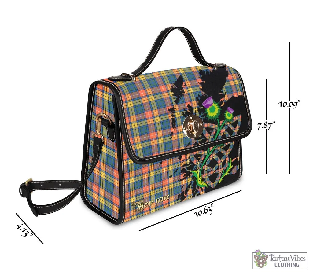 Buchanan Ancient Tartan Waterproof Canvas Bag with Scotland Map and Thistle Celtic Accents