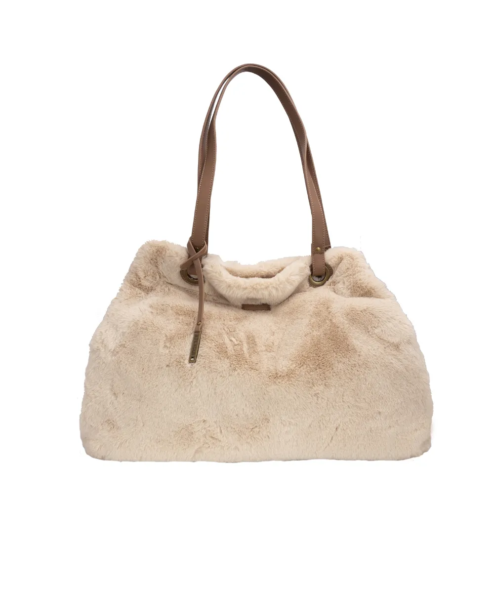 BULAGGI WOMEN SUNNY FUR SHOPPING BAG IN BONE