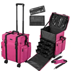 Byootique Rolling Makeup Suitcase with Drawers Nylon