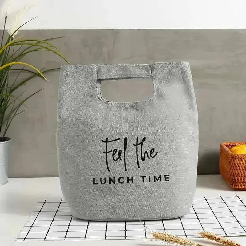 Canvas Lunch Bag Thermal Insulated Lunch Bag