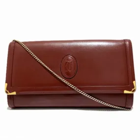 Cartier Must Line Bordeaux Leather Clutch Bag