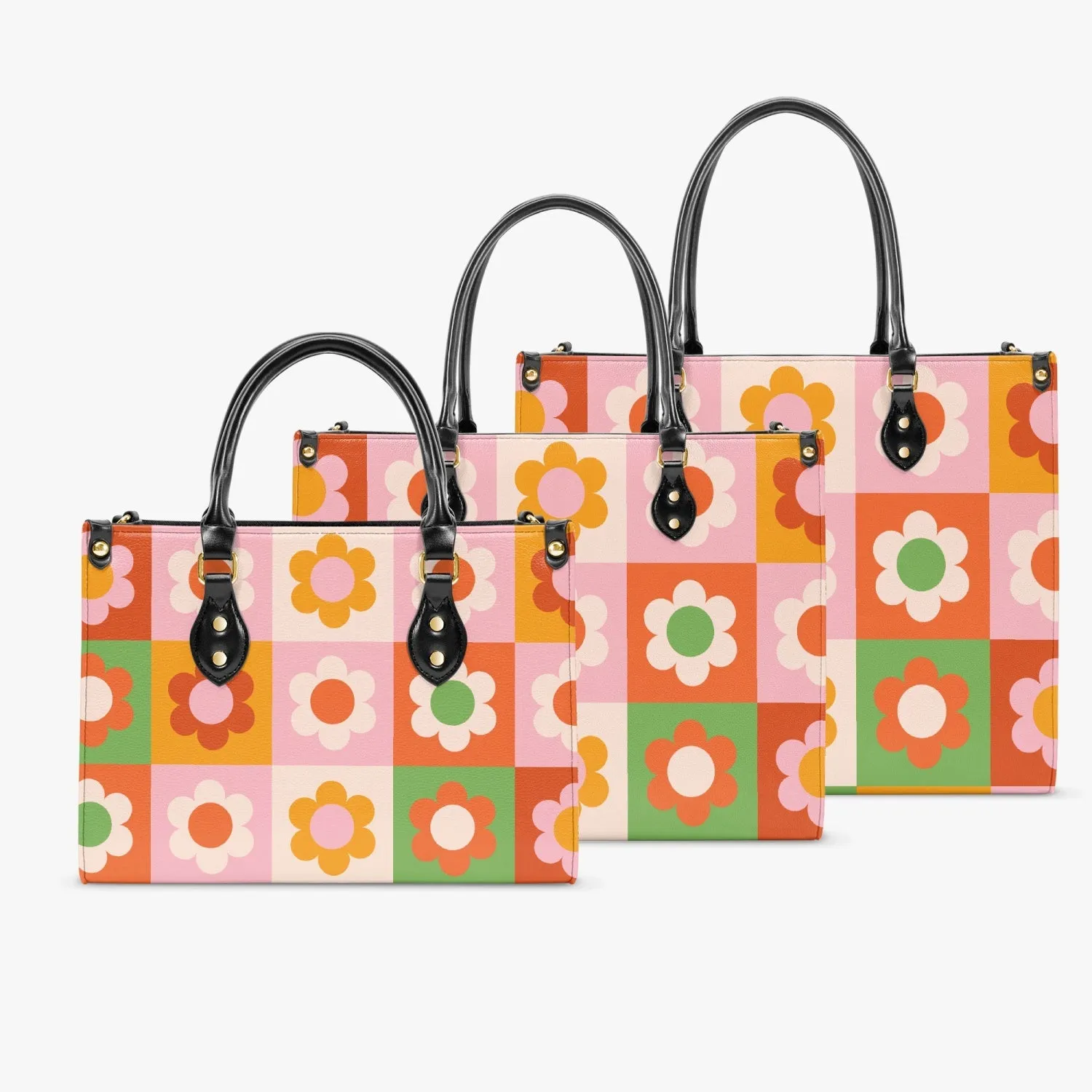 Checker Board flower Tote Bag