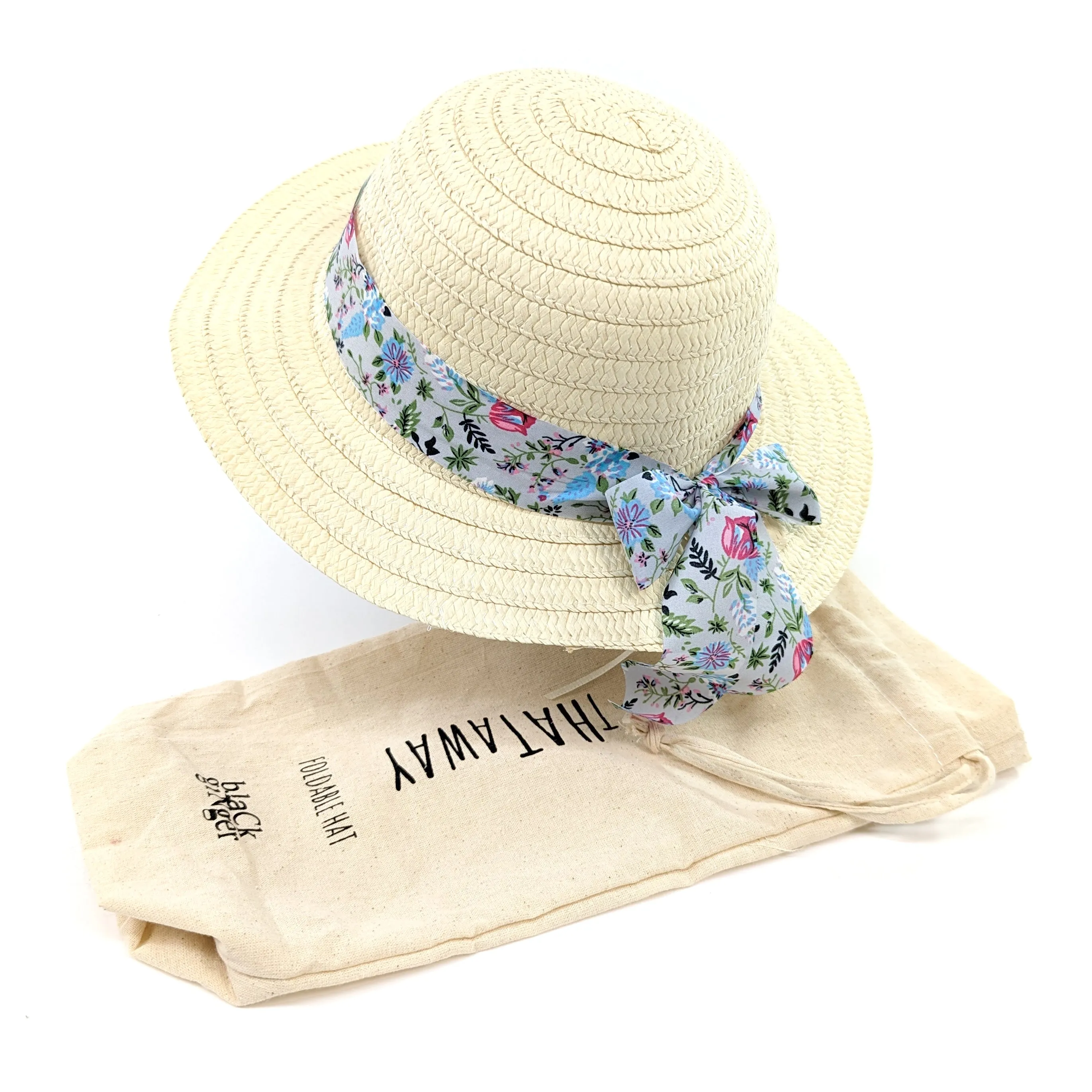 Childrens Flower Ribbon Foldable Hat