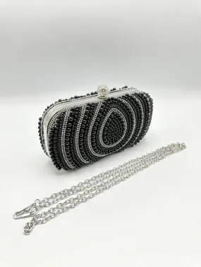 Colette Pearl & Diamante Clutch (Black)