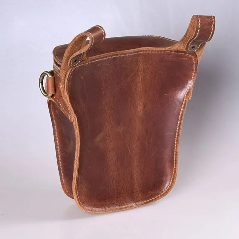 Crazy Horse Leather motorcycle Bag For Men