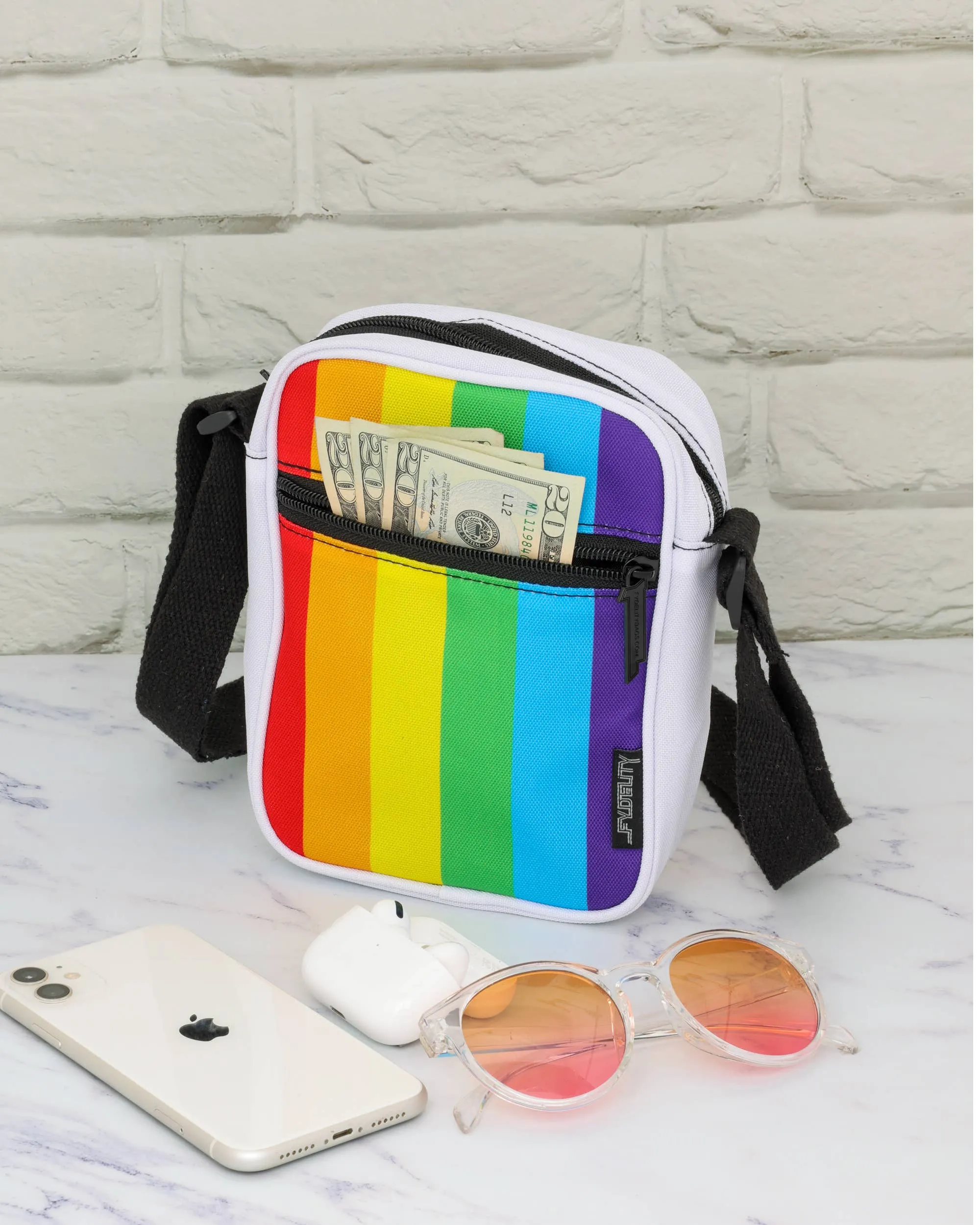 Crossbody Sidekick Sling Bag (Rainbow Stripe)