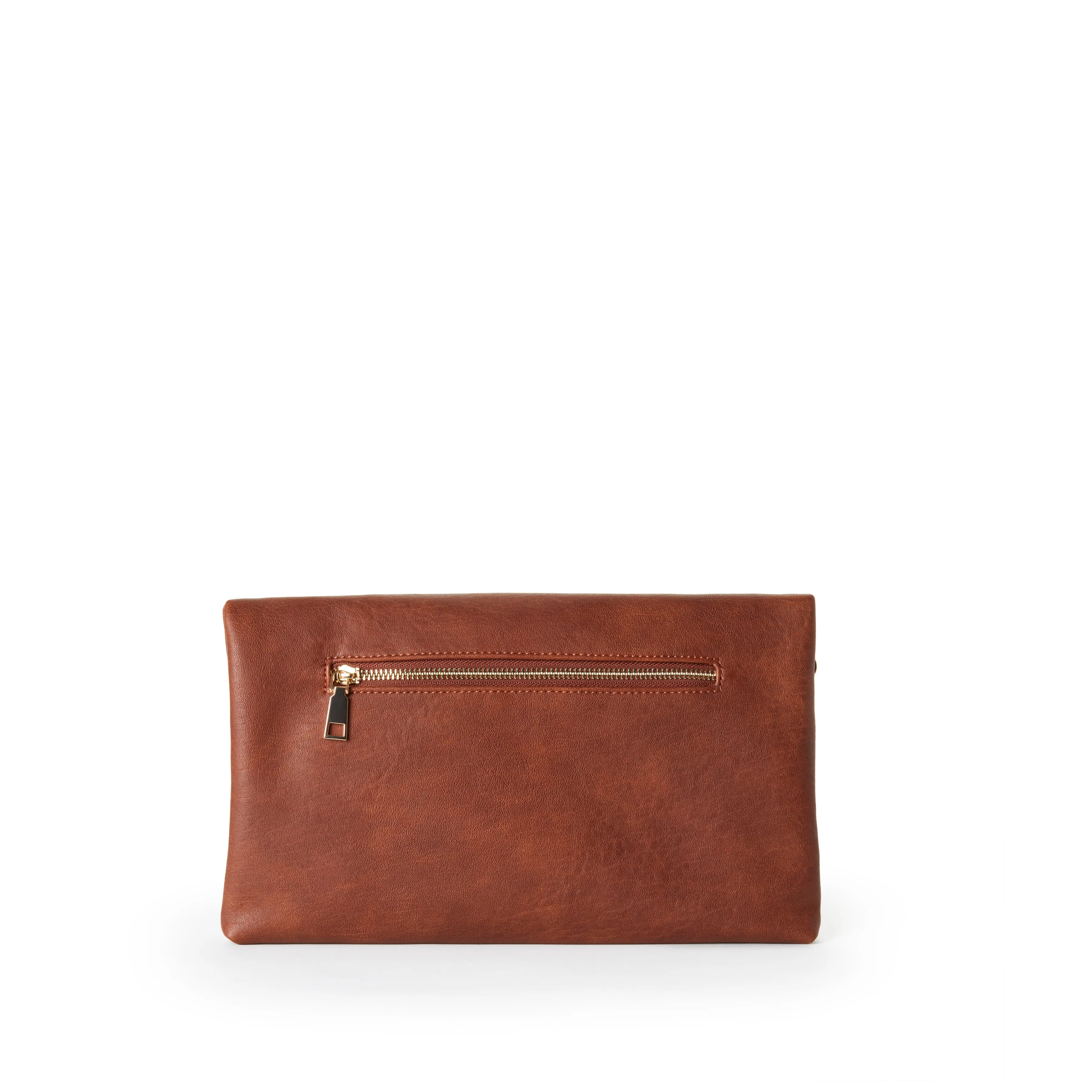 CYNDIE Foldover Vegan Clutch in Chestnut