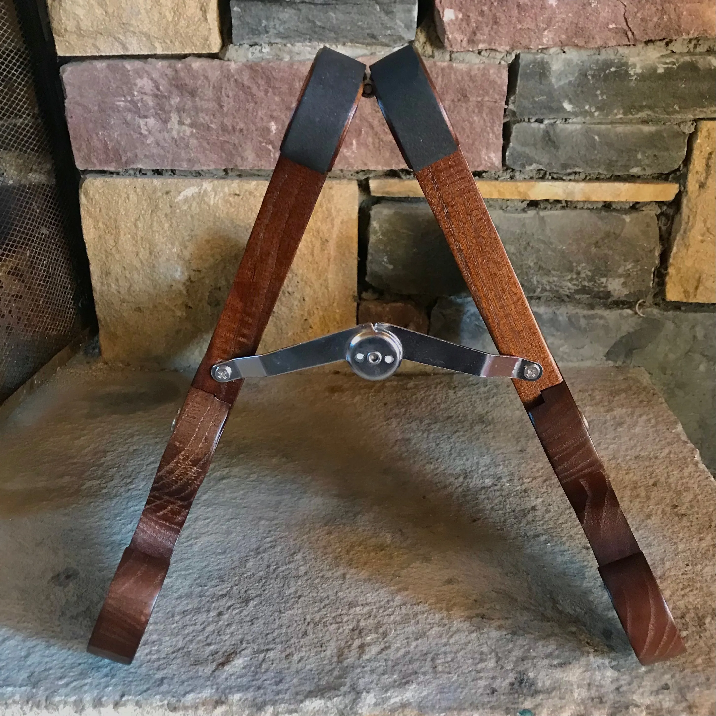 Dark Walnut Foldable Wooden Guitar Stand by Dannan