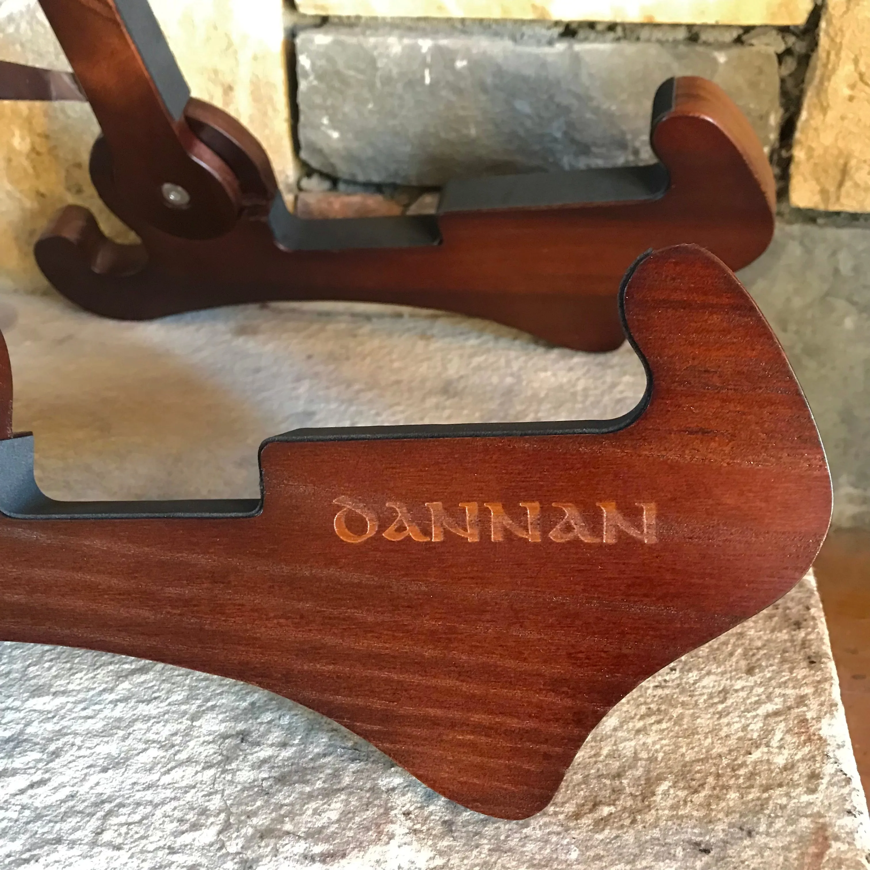 Dark Walnut Foldable Wooden Guitar Stand by Dannan