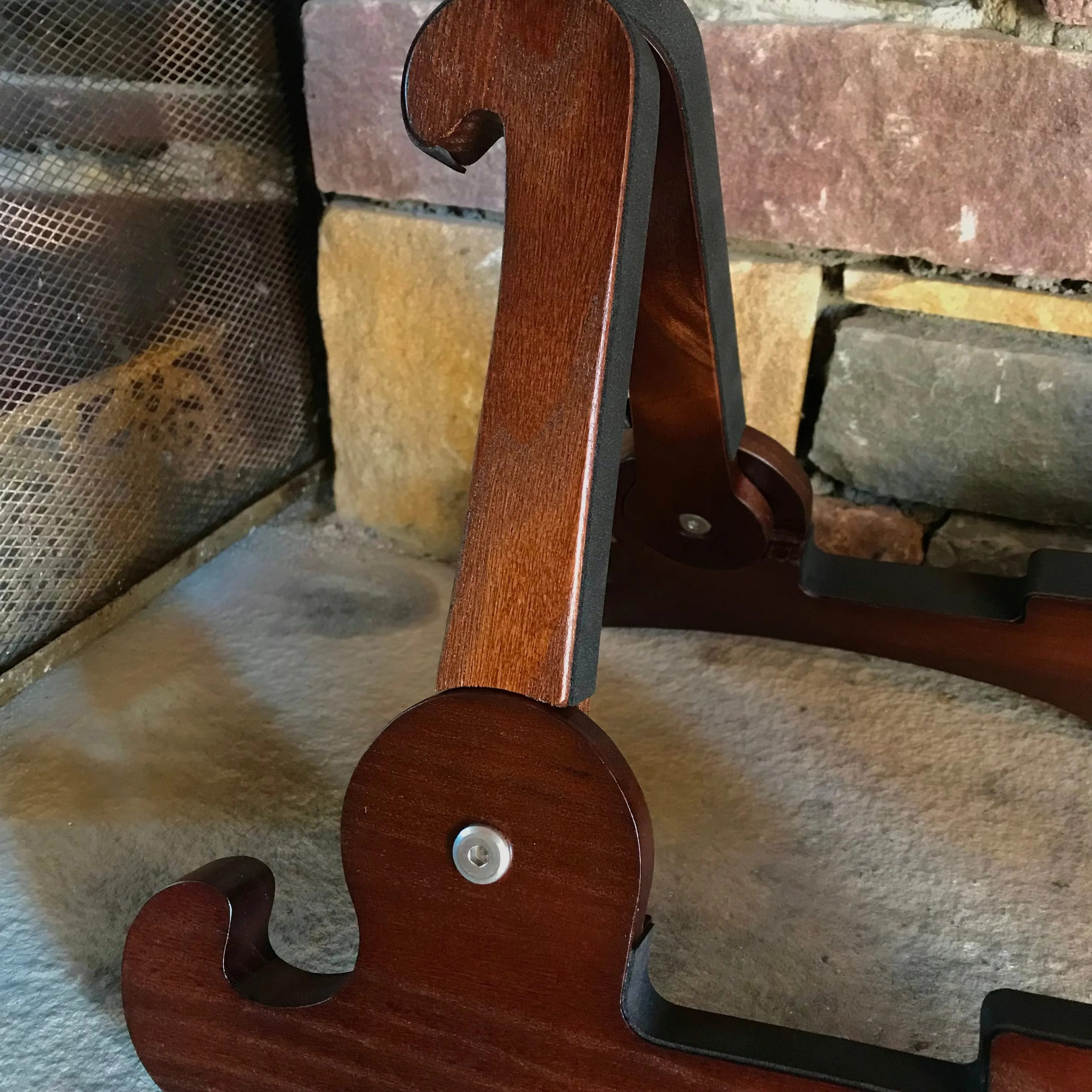 Dark Walnut Foldable Wooden Guitar Stand by Dannan