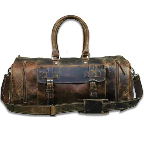 Dazzlo Full Grain Leather Duffel Bag 31L - Distressed Brown - 21"