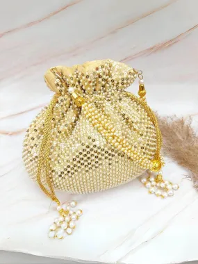 Designer Sequin With Moti Work Potli Bag