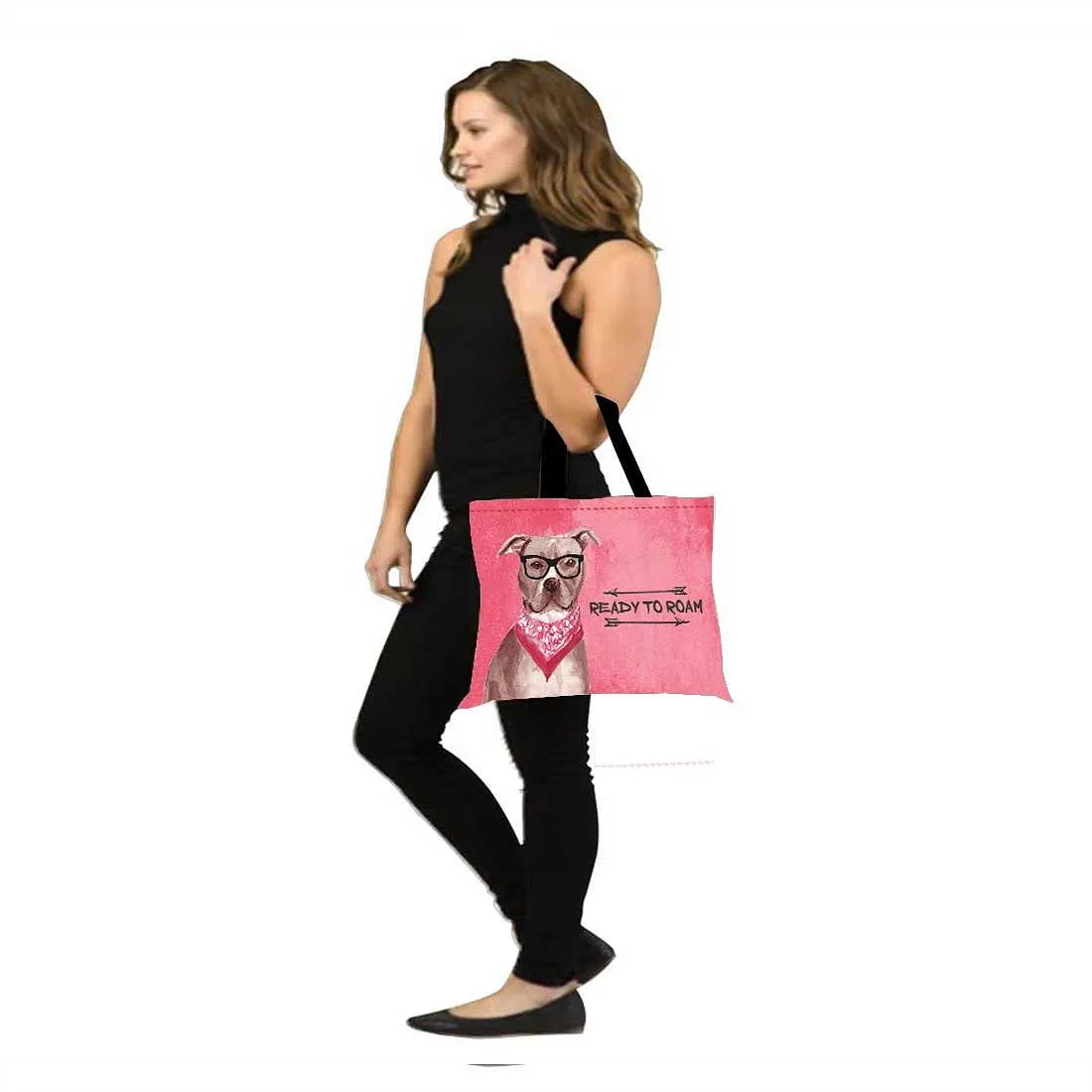 Designer Tote Bag With Zip Beach Gym Travel Bags -  hipster dogs