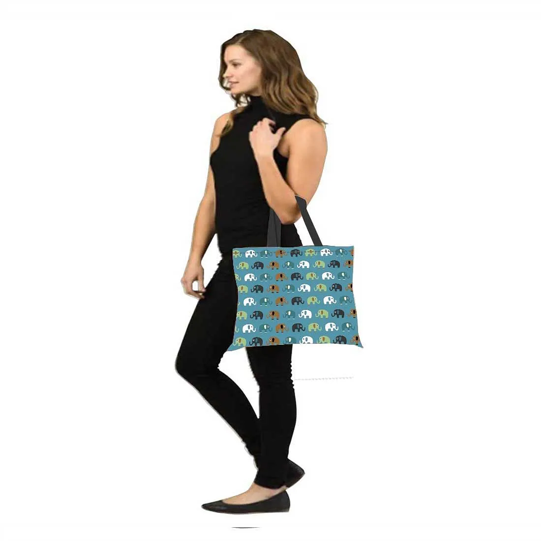 Designer Tote Bag With Zip Beach Gym Travel Bags -  Small Elephant