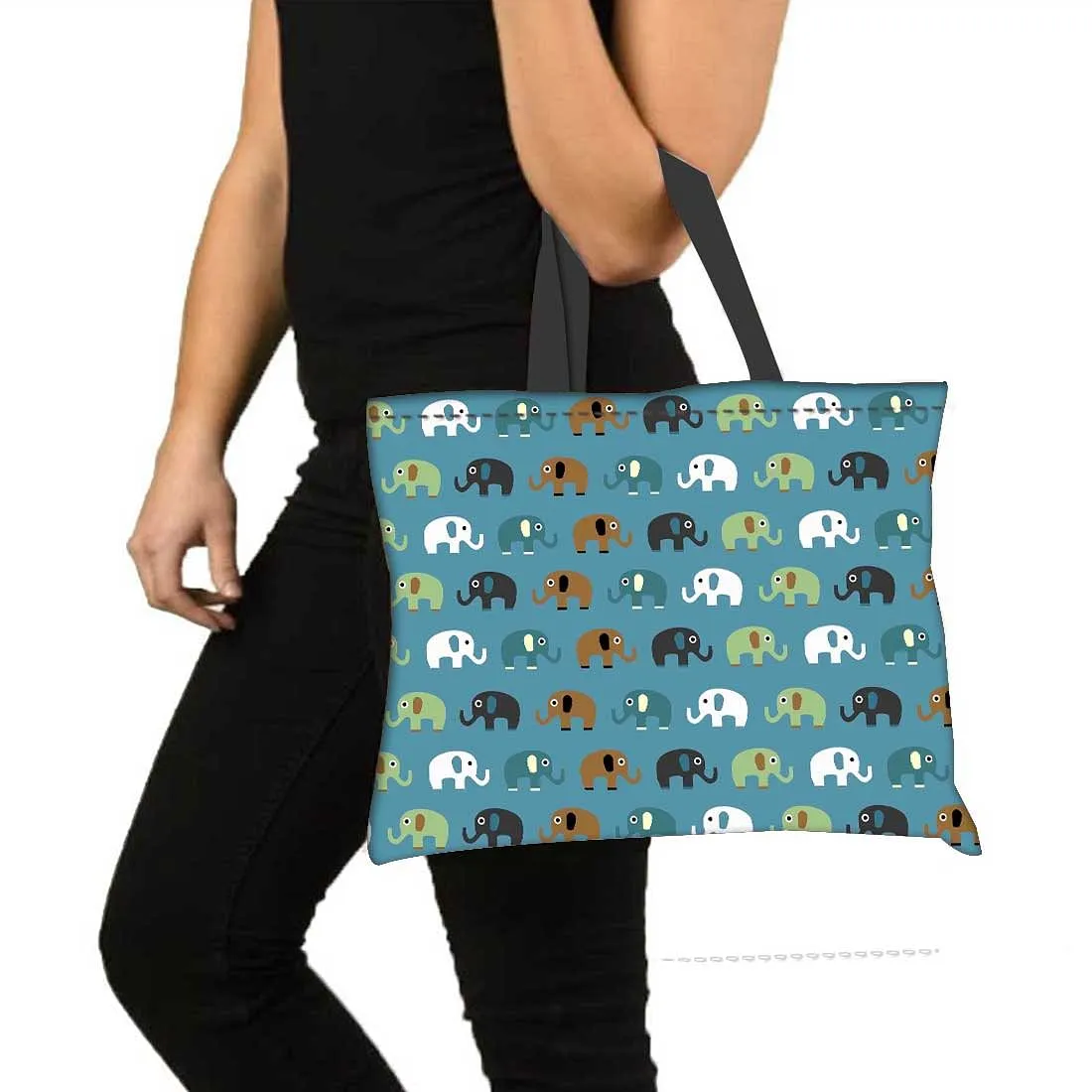 Designer Tote Bag With Zip Beach Gym Travel Bags -  Small Elephant