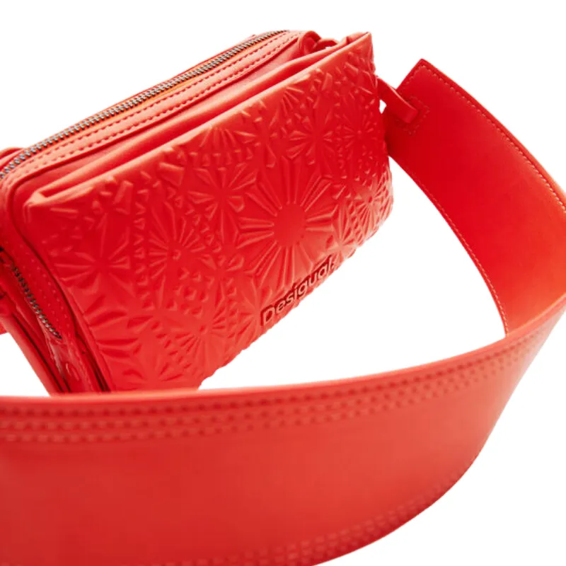 Desigual Geometric Embossed Crossbody Bag - Jaffa Orange