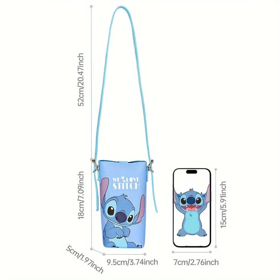 Disney Character Phone Bag - Stylish Portable Crossbody Shoulder Bag with Coin Purse - Officially Licensed Stitch, Winnie The Pooh, Chip&Dale Design for Women and Girls